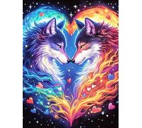 Two Wolves Yin-Yang Art 1000-piece Jigsaw Puzzle Set Wildlife Pet Cute Family Puzzle Lovers Brain Training Indoor Game Family Game Night Summer Gift Durable Board 1000 PCS