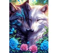 Two Wolves Yin-Yang Art 300 Piece Pack Classic Jigsaw Puzzle Wildlife Plant Couple Puzzle Partners Ultra Difficult Wall Decor Easter New Year Eco Friendly Cardboard 300 PCS