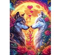 Two Wolves Yin-Yang Art Under The Moon 1000 Piece Jigsaw Puzzle for Adults Wildlife Pet Sick Day Activity Gentle Distraction No Dust Pieces Great Gift for Get Well Soon 1000 PCS