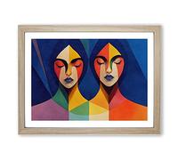 Two Women Abstract Vol.5 Framed Print | A2 Oak Framed Wall Art | Ready to Hang | Abstract Fantasy Picture | Living Room Bedroom Lounge Office