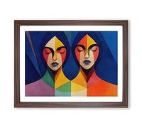 Two Women Abstract Vol.5 Framed Print | A2 Walnut Framed Wall Art | Ready to Hang | Abstract Fantasy Picture | Living Room Bedroom Lounge Office