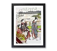 Two Women At A Teahouse By Harunobu Suzuki Asian Japanese Framed Print | A2 Black Framed Wall Art | Ready to Hang | Asian Nature Picture | Living Room Bedroom Lounge Office