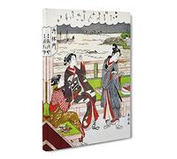 Two Women At A Teahouse By Harunobu Suzuki Canvas Print | Gallery Wrapped 30mm Frame Wall Art | 20x14 inches | Ready to Hang | Asian People Picture | Living Room Bedroom Lounge Office