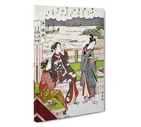 Two Women at a Teahouse by Harunobu Suzuki Canvas Print | Gallery Wrapped 30mm Frame Wall Art | 30x20 inches | Ready to Hang | Modern People Picture | Living Room Bedroom Lounge Office