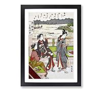 Two Women at a Teahouse by Harunobu Suzuki Framed Print | A2 Black Framed Wall Art | Ready to Hang | Modern Nature Picture | Living Room Bedroom Lounge Office