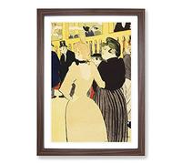 Two Women by Henri De Toulouse-Lautrec Framed Print | A2 Walnut Framed Wall Art | Ready to Hang | Modern Nature Picture | Living Room Bedroom Lounge Office