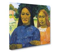 Two Women by Paul gauguin Canvas Print | Gallery Wrapped 30mm Frame Wall Art | 14x14 inches | Ready to Hang | Impressionist People Picture | Living Room Bedroom Lounge Office