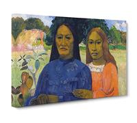 Two Women By Paul Gauguin Canvas Print | Gallery Wrapped 30mm Frame Wall Art | 24x16 inches | Ready to Hang | Impressionist People Picture | Living Room Bedroom Lounge Office