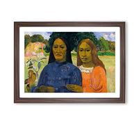 Two Women by Paul Gauguin Framed Print | A2 Walnut Framed Wall Art | Ready to Hang | Modern Nature Picture | Living Room Bedroom Lounge Office
