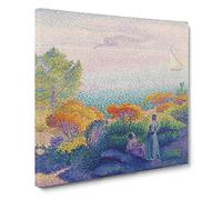 Two Women By The Shore by Henri Edmond Cross Canvas Print | Gallery Wrapped 30mm Frame Wall Art | 14x14 inches | Ready to Hang | Classic People Picture | Living Room Bedroom Lounge Office