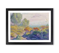Two Women By The Shore By Henri Edmond Cross Classic Painting Framed Print | A2 Black Framed Wall Art | Ready to Hang | Classic Religious Picture | Living Room Bedroom Lounge Office