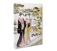 Two Women In A Garden By Torii Kiyonaga Canvas Print | Gallery Wrapped 30mm Frame Wall Art | 30x20 inches | Ready to Hang | Asian Floral Picture | Living Room Bedroom Lounge Office