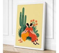 Two Women in Desert Bloom Canvas Wall Art Print 24x16 Inch