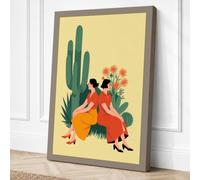 Two Women in Desert Bloom Canvas Wall Art Print 30x20 Inch