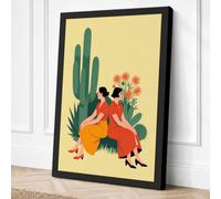 Two Women in Desert Bloom Canvas Wall Art Print 30x20 Inch