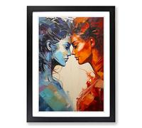 Two Women in Love Action Painting Framed Wall Art Print, Ready to Hang Picture for Living Room Bedroom Home Office, Black A2 (48 x 66 cm)