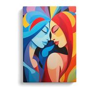 Two Women in Love Colour Field Art Canvas Print | Gallery Wrapped 30mm Frame Wall Art | 30x20 inches | Ready to Hang | Contemporary Landscape Picture | Living Room Bedroom Lounge Office