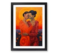 Two Women in Love Colour Field No.2 Framed Print | A2 Black Framed Wall Art | Ready to Hang | Modern Love Picture | Living Room Bedroom Lounge Office