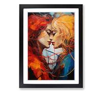 Two Women in Love Contemporary Framed Wall Art Print, Ready to Hang Picture for Living Room Bedroom Home Office, Black A2 (48 x 66 cm)