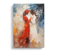Two Women in Love Gestural Art Canvas Print | Gallery Wrapped 30mm Frame Wall Art | 30x20 inches | Ready to Hang | Contemporary People Picture | Living Room Bedroom Lounge Office