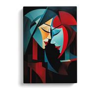 Two Women in Love Orphism Art Canvas Print | Gallery Wrapped 30mm Frame Wall Art | 30x20 inches | Ready to Hang | Contemporary People Picture | Living Room Bedroom Lounge Office