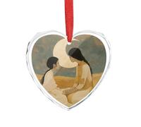 Two Women in The Desert Heart Ornament Xmas Tree Decoration - Elegant Valentine's Day Ornaments, Crystal Glass Heart Shaped Christmas Ornaments for Tree, Home & Gift Giving