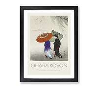 Two Women In The Rain By Ohara Koson Exhibition Museum Asian Japanese Framed Print | A2 Black Framed Wall Art | Ready to Hang | Asian Landscape Picture | Living Room Bedroom Lounge Office