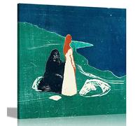 Two Women on Shore By Edvard Munch Canvas Pictures Framed Prints Wall Art Livingroom Bedroom Office Artwork 30 x 30cm (12 x 12 inches)