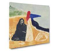 Two Women On The Shore Vol.1 by Edvard Munch Canvas Print | Gallery Wrapped 30mm Frame Wall Art | 14x14 inches | Ready to Hang | Modern People Picture | Living Room Bedroom Lounge Office