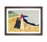 Two Women On The Shore Vol.1 By Edvard Munch Classic Painting Framed Wall Art Print, Ready to Hang Picture for Living Room Bedroom Home Office Décor, Walnut A4 (34 x 25 cm)