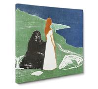 Two Women On The Shore Vol.2 by Edvard Munch Canvas Print | Gallery Wrapped 30mm Frame Wall Art | 20x20 inches | Ready to Hang | Modern People Picture | Living Room Bedroom Lounge Office