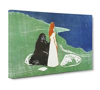 Two Women On The Shore Vol.2 By Edvard Munch Canvas Print | Gallery Wrapped 30mm Frame Wall Art | 24x16 inches | Ready to Hang | Classic People Picture | Living Room Bedroom Lounge Office