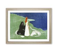 Two Women On The Shore Vol.2 By Edvard Munch Classic Painting Framed Print | A3 Oak Framed Wall Art | Ready to Hang | Classic Historical Picture | Living Room Bedroom Lounge Office