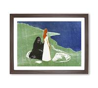 Two Women On The Shore Vol.2 By Edvard Munch Classic Painting Framed Print | A4 Walnut Framed Wall Art | Ready to Hang | Classic Historical Picture | Living Room Bedroom Lounge Office
