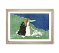 Two Women On The Shore Vol.2 by Edvard Munch Framed Print | A2 Oak Framed Wall Art | Ready to Hang | Modern Nature Picture | Living Room Bedroom Lounge Office