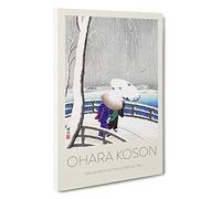 Two Women On Yanagi Bridge Ohara Koson Canvas Print | Gallery Wrapped 30mm Frame Wall Art | 30x20 inches | Ready to Hang | Asian Cityscape Picture | Living Room Bedroom Lounge Office