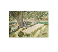 Two Women Sitting In A Garden, 1933 By Eric Ravilious Poster Canvas Poster Wall Art Picture Prints Hanging Photo Decor Home Posters Artworks 20x30inch(50x75cm)