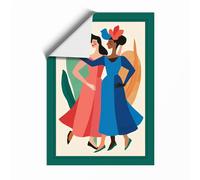 Two Women Together Mid-Century Unframed Wall Art Print A2 (59.4×42cm), Wall Decor for Living Room, Bedroom, Office & Home, Art Gift