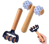 Two Wooden Massage Rollers With Ergonomic Grip Handles For Self Myofascial Release And For Muscle Tension Relief At Home Or Gym