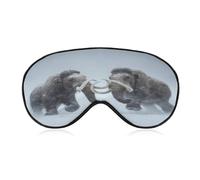 Two Woolly Mammoths Fighting Comfortable Sleep Mask with Adjustable Strap Soft Eyeshade for Night Sleeping Flight Nap Travel