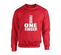 Two Words One Finger Jumper, Funny Sarcastic Rude Joke Humor Gift Middle Finger Joke Slogan Naughty Unisex Adults Sweatshirt Top(3XL, Red)