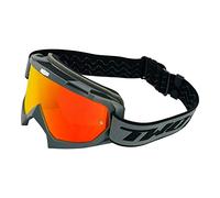TWO-X Cross Goggles - Motocross with Mirrored Iridium Glass - Scratch-Resistant Motorcycle Goggles for Enduro & Downhill - Race Model - Grey