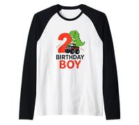 Two Year Old Dino and Monster Truck Artwork Raglan Baseball Tee