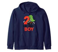 Two Year Old Dino and Monster Truck Artwork Zip Hoodie