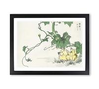 Two Yellow Chicks By Numata Kashu Asian Japanese Framed Print | A4 Black Framed Wall Art | Ready to Hang | Asian Nature Picture | Living Room Bedroom Lounge Office