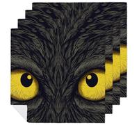 Two Yellow Eyes Cloth Napkins 18 X 18 Inch, 4 PCS Polyester Napkins, Soft & Absorbent Cloth Dinner Napkin for Wedding, Party, Restaurant, Elegant Table Decor