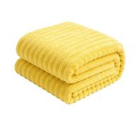 Two Yellow Polyester Dog Towels with Dense Ribbed Surface | Presented folded on top of each other, the bright yellow cloths show a clearly textured surface to care for