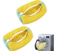 Two Yellow Shoe Washing Bags, Specially Designed for Machine Washing, Strong Cleaning Power, Zipper Cleaning Bags, Protect Shoes