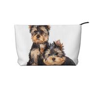 Two Yorkshire Terrier Puppies, Cosmetic Bag Corduroy Makeup Bag Portable Travel Toiletry Bag