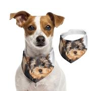 Two Yorkshire Terrier Puppies,Pet Bib Scarf Cats Dog Bandana Dogs Towel Bib Adjustable Pet Scarf,S